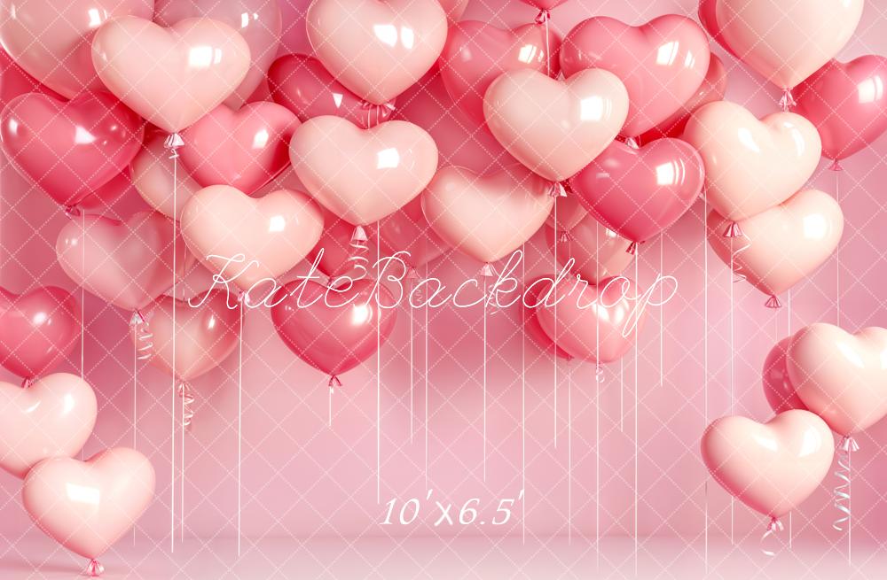 Kate Heart Balloons Pink Gradient Backdrop Designed by Emetselch