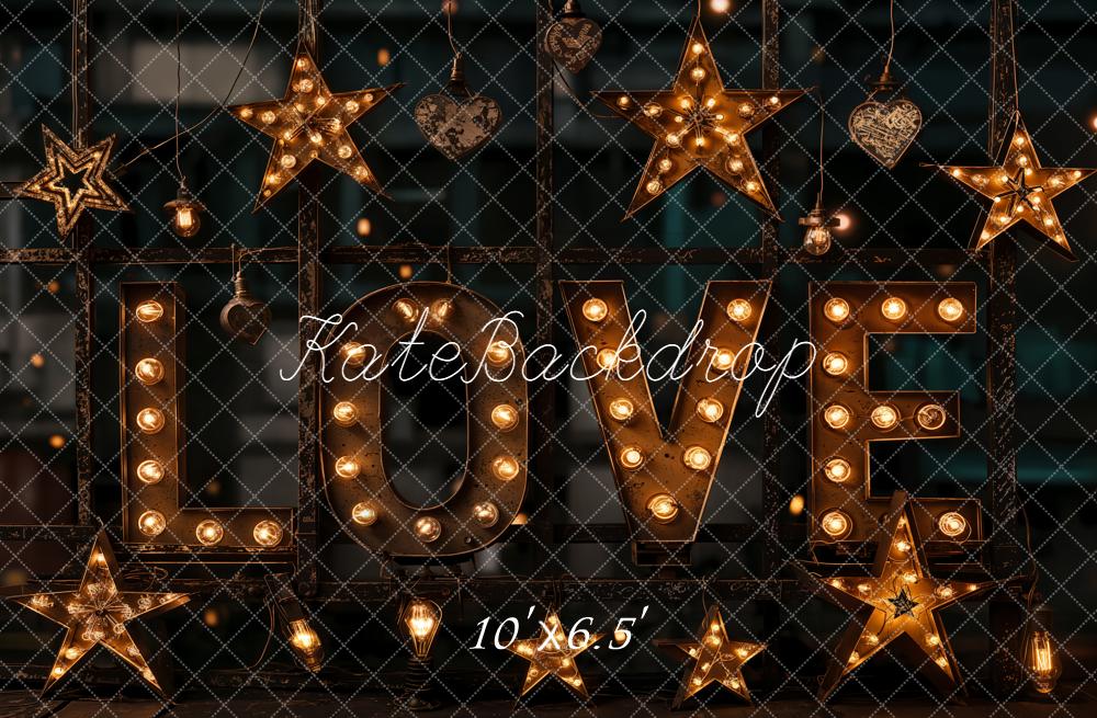 Kate Love Letters Star Lights Fleece Backdrop Designed by Emetselch