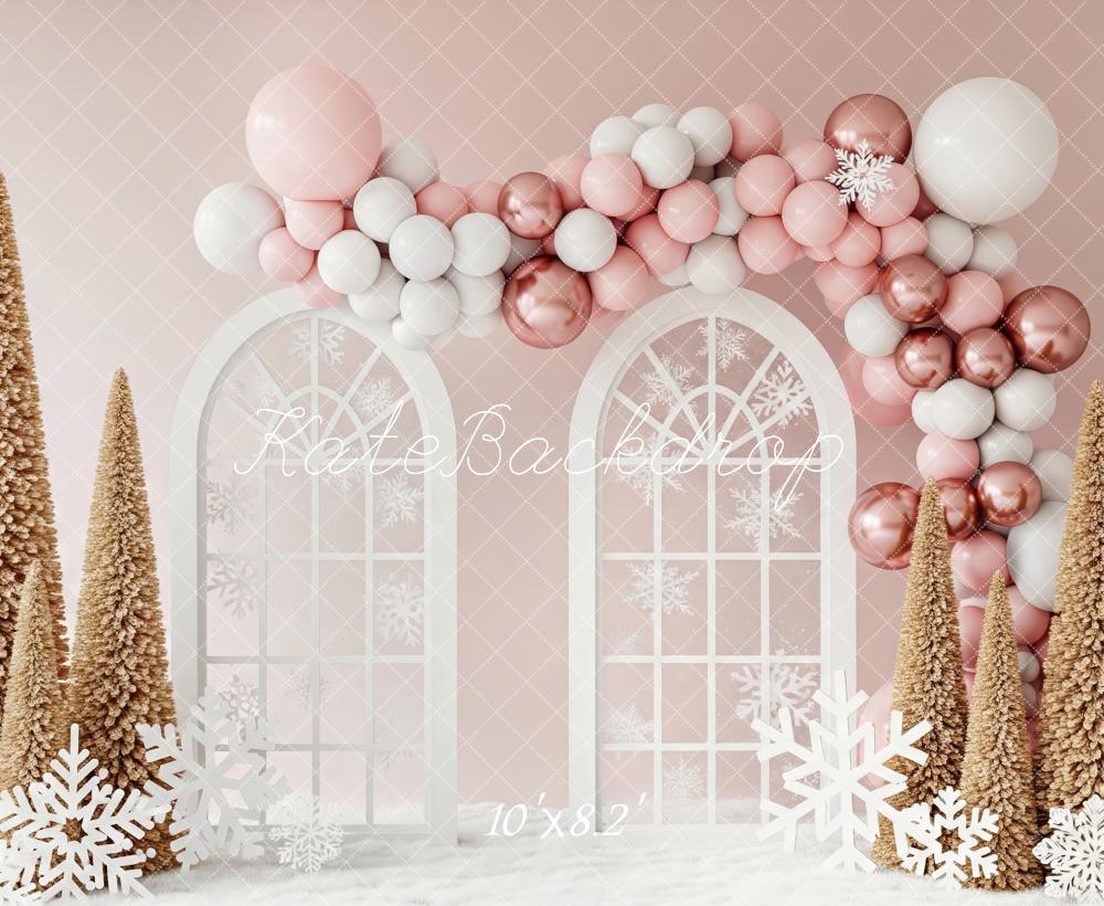 Kate Christmas Pink Balloon Trees Backdrop Designed by Patty Roberts