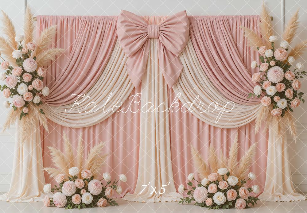 Kate Pink Bow Drapes Spring Backdrop Designed by Mini MakeBelieve - Kate Backdrop AU