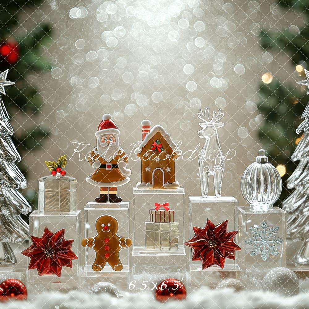 Kate Christmas Glass Trees Gingerbread Bokeh Backdrop Designed by Mini MakeBelieve - Kate Backdrop AU
