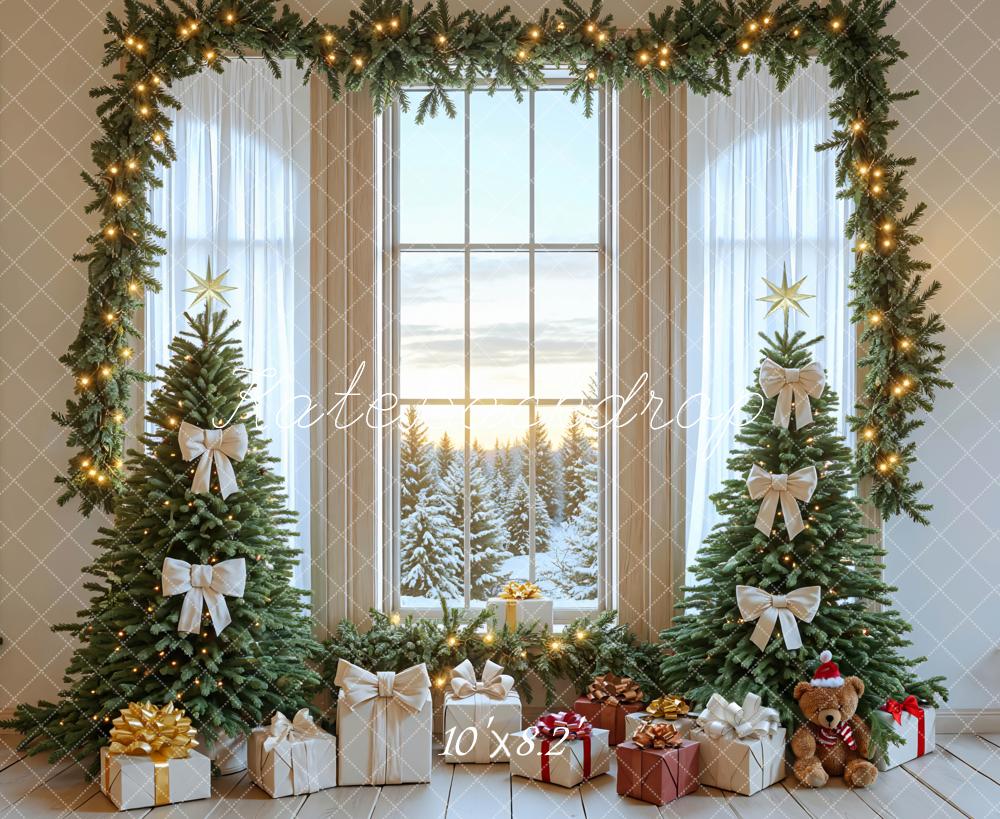 Kate Christmas Trees Gifts Window Backdrop Designed by Mini MakeBelieve