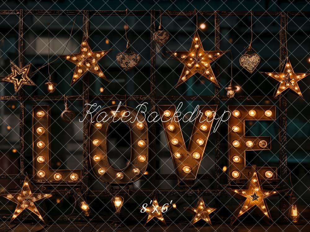 Kate Love Letters Star Lights Fleece Backdrop Designed by Emetselch