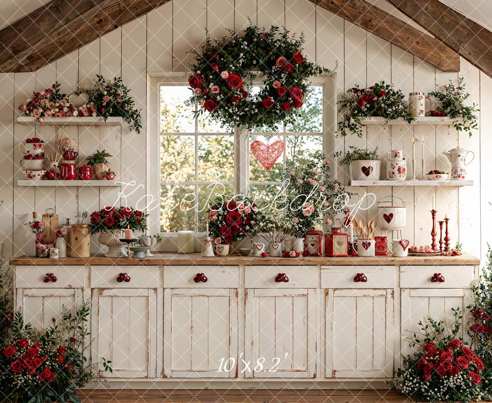 Kate Wedding Kitchen Red Roses Backdrop Designed by Emetselch