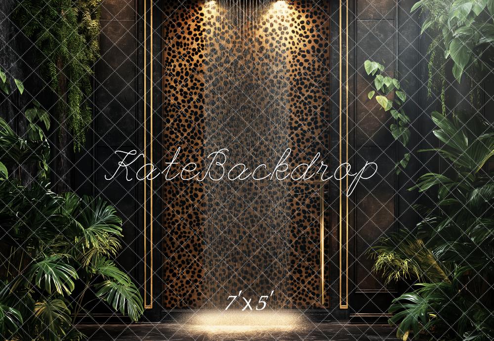 Kate Leopard Wall Gold Frame Tropical Backdrop Designed by Ashley Paul