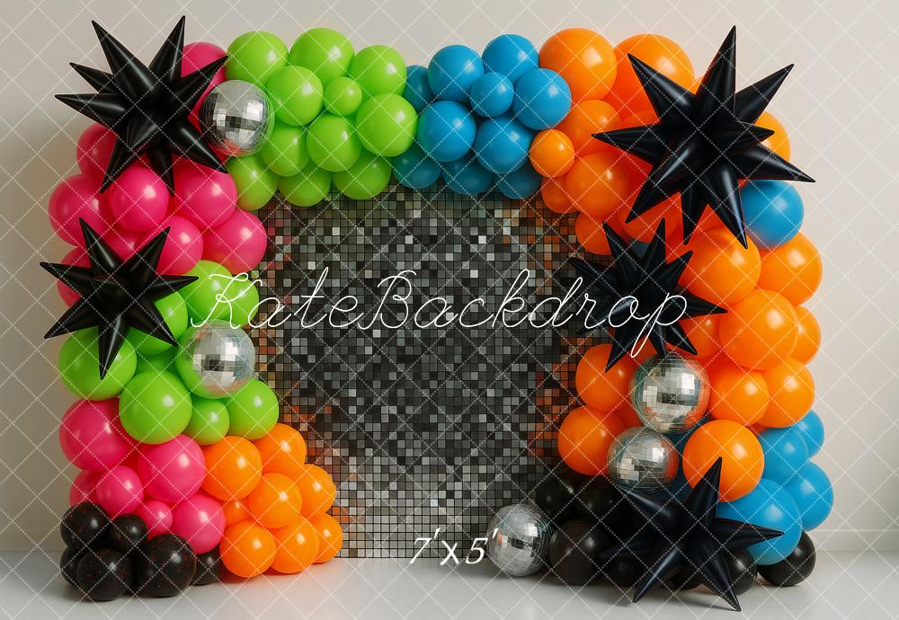 Kate Colourful Balloons Disco Balls Backdrop Designed by Ashley Paul