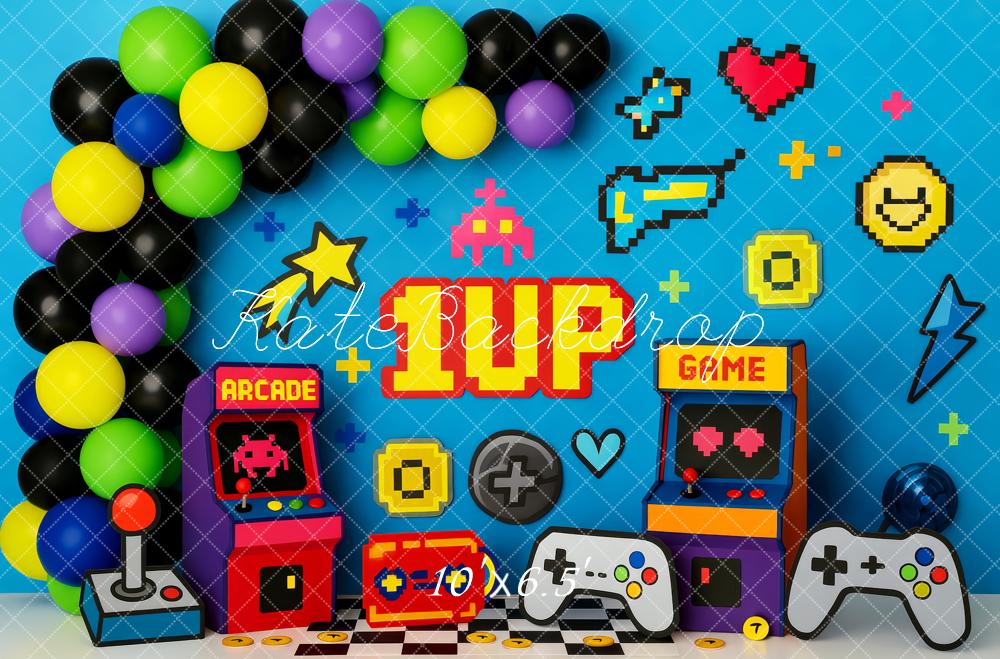 Kate Arcade Game Controller Blue Backdrop Designed by Patty Roberts - Kate Backdrop AU