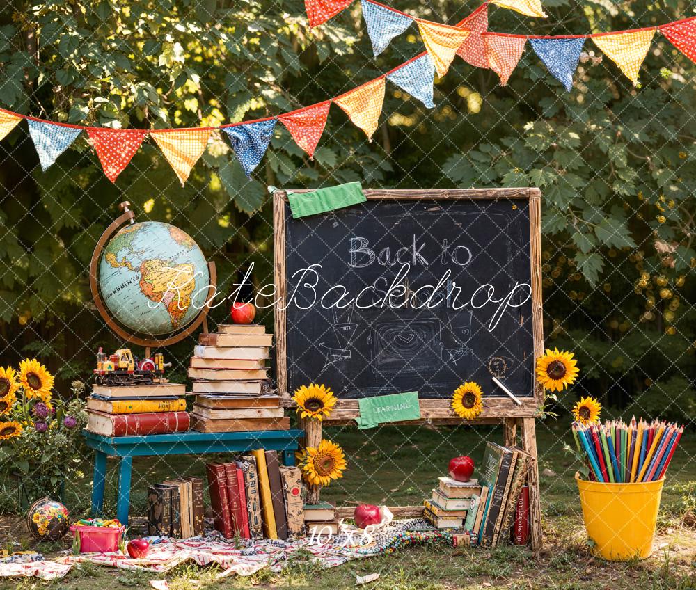 Kate Back To School Blackboard Books Fleece Backdrop Designed by Emetselch - Kate Backdrop AU