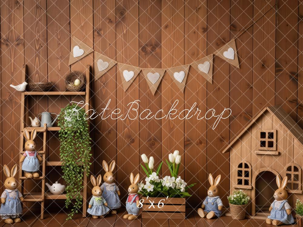 Kate Easter Bunny Dolls Wooden Wall Backdrop Designed by Patty Roberts