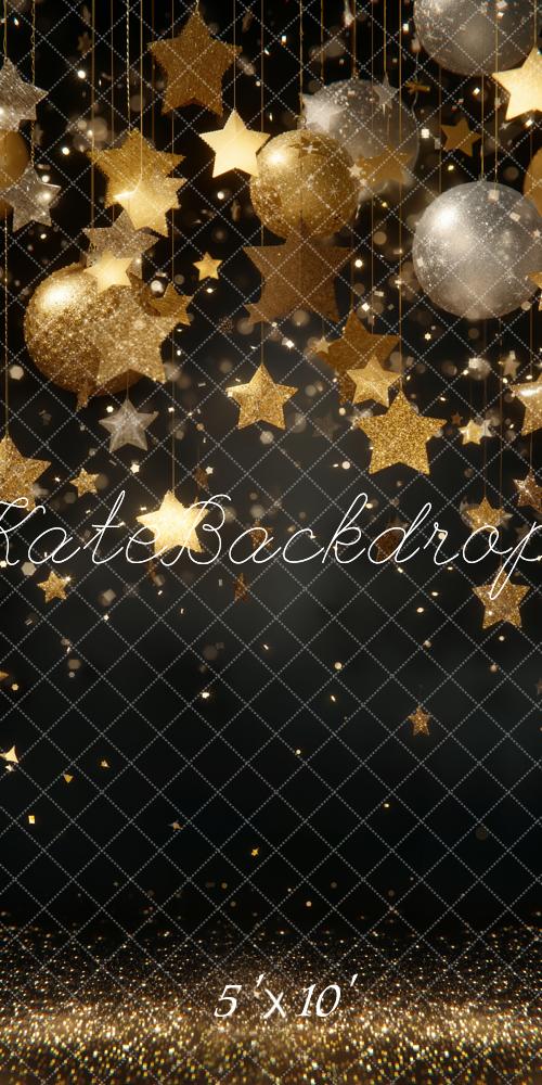 Kate Gold Stars Baubles Glitter Backdrop Designed by Emetselch