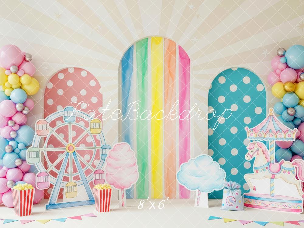 Kate Carnival Ferris Wheel Carousel Balloons Backdrop Designed by Patty Roberts
