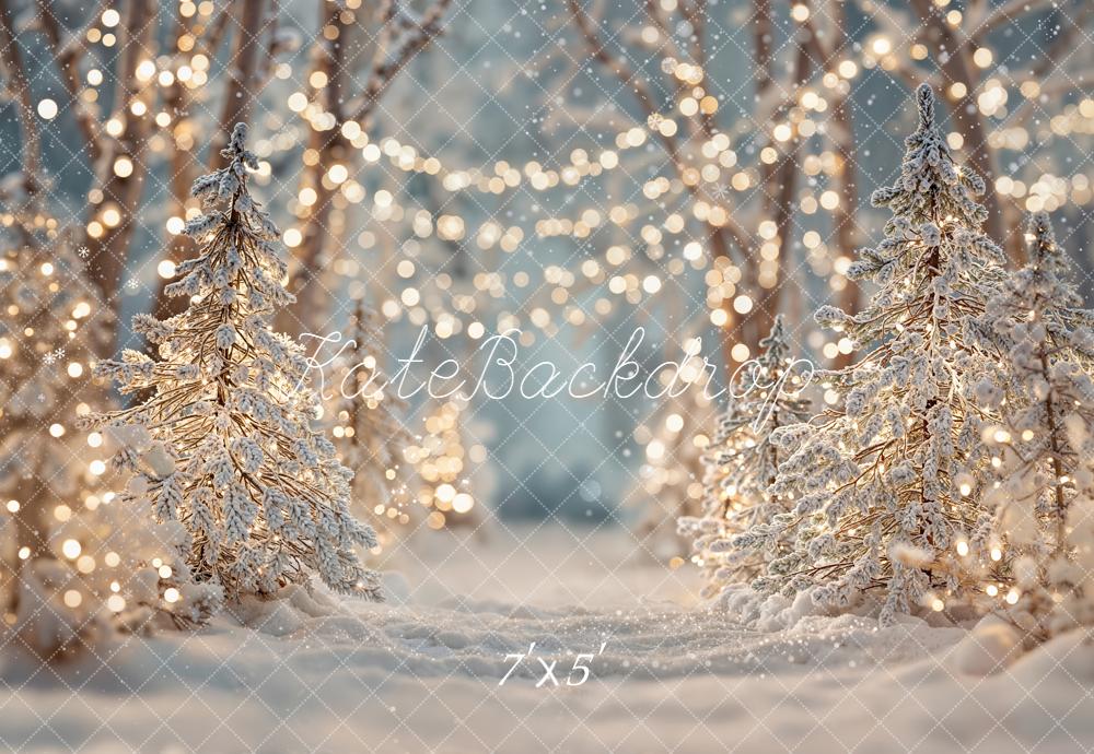 Kate Christmas Snowy Forest Lights Backdrop Designed by Emetselch