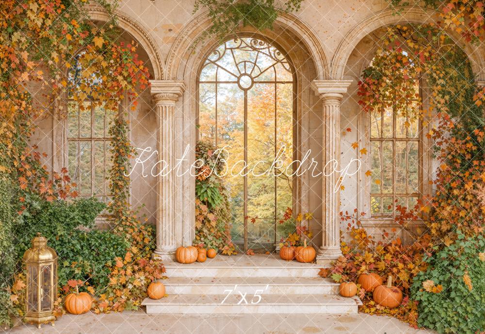 Kate Autumn Pumpkins Ivy Classical Arches Backdrop Designed by Emetselch