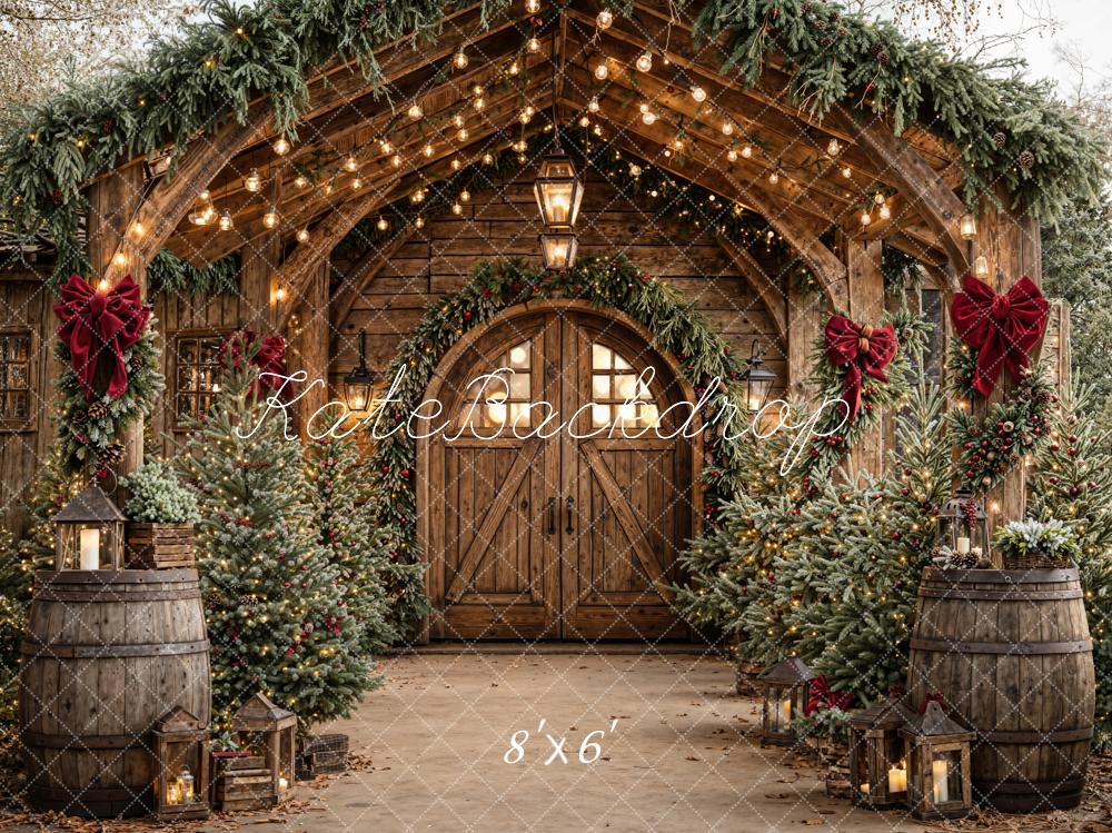 Kate Christmas Wooden Arch Fleece Backdrop Designed by Emetselch