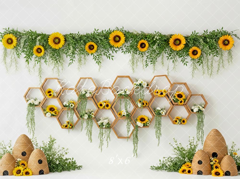 Kate Sunflower Hexagon Hive Cake Smash Backdrop Designed by Patty Roberts