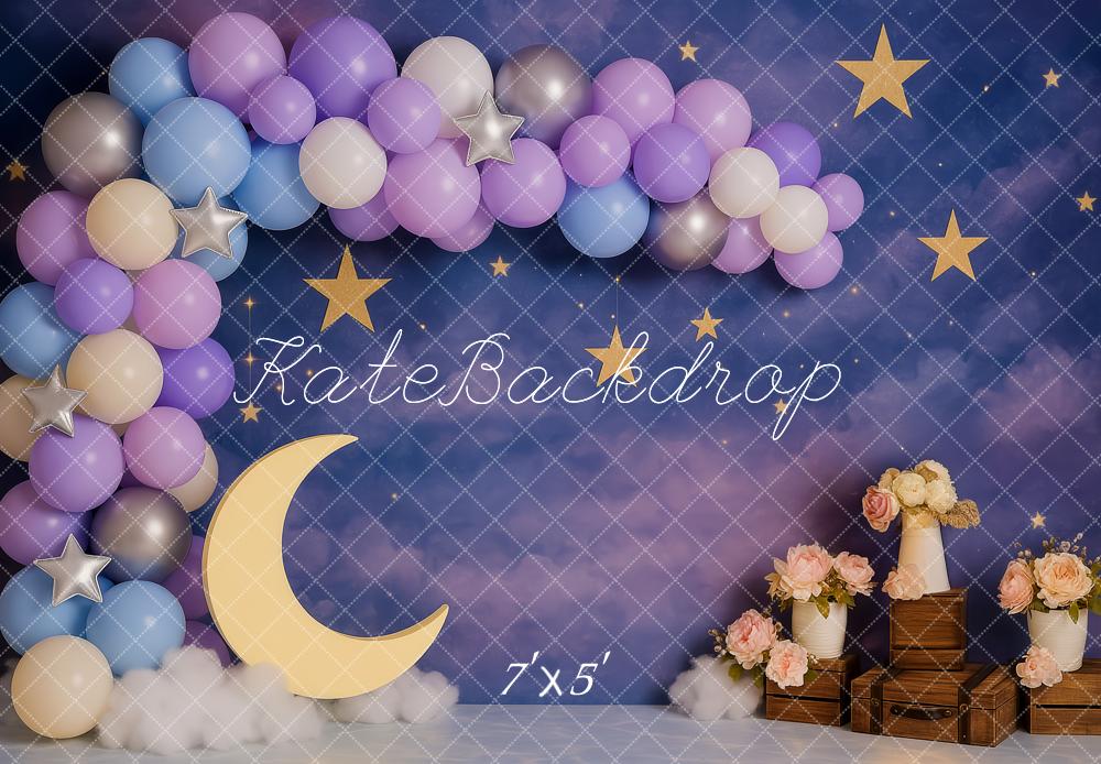 Kate Moon Balloons Stars Clouds Backdrop Designed by Patty Roberts - Kate Backdrop AU