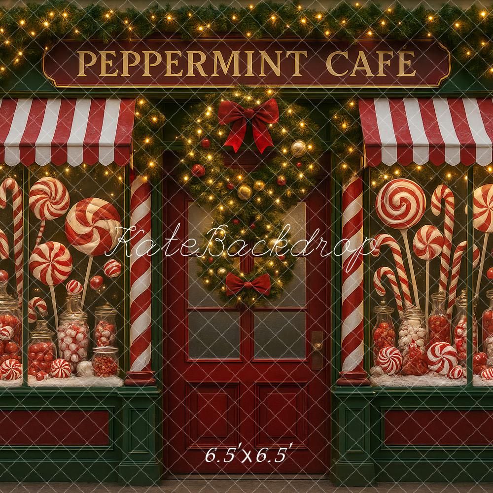 Kate Christmas Peppermint Candy Cafe Backdrop Designed by Ashley Paul