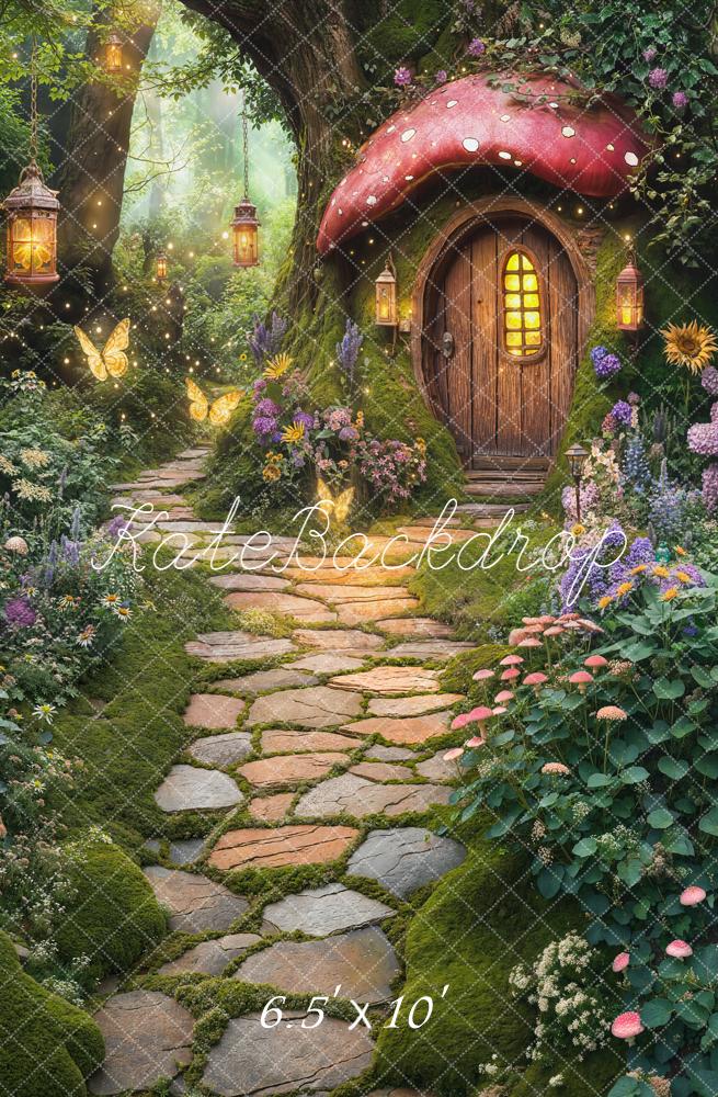 Kate Fairy Mushroom House Path Fleece Backdrop Designed by Chain