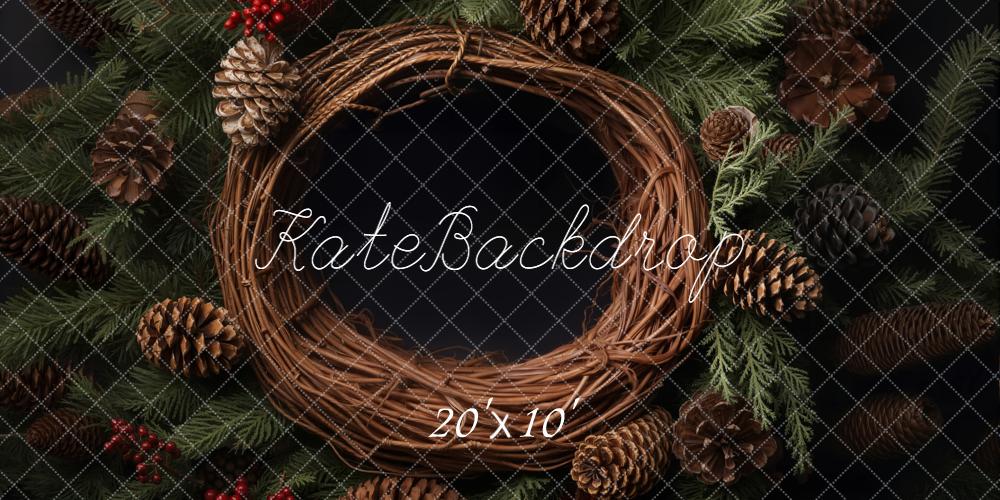 Kate Christmas Wreath Pinecones Backdrop Designed by Chain
