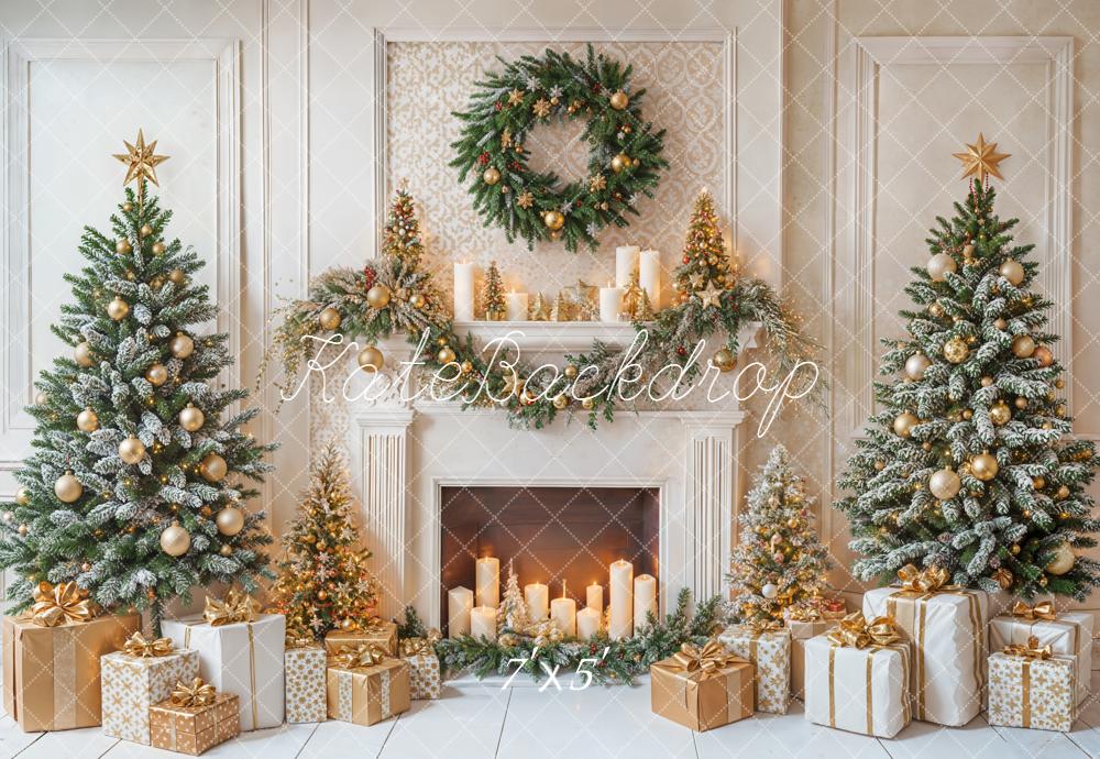 Kate Christmas Fireplace Wreath Backdrop Designed by Emetselch