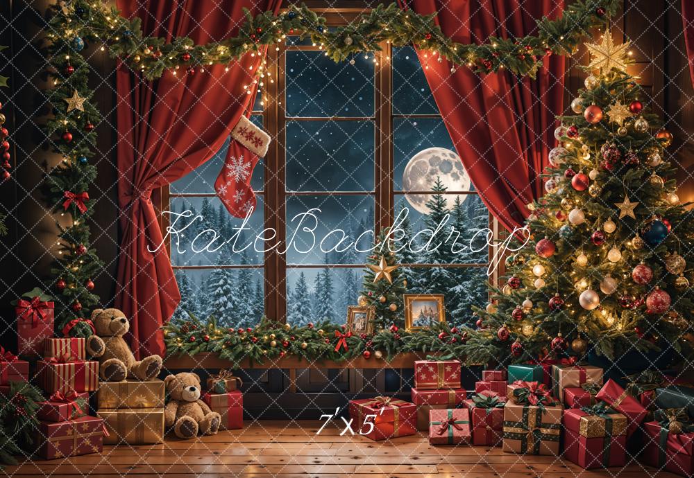 Kate Christmas Tree Gifts Moonlit Window Backdrop Designed by Emetselch