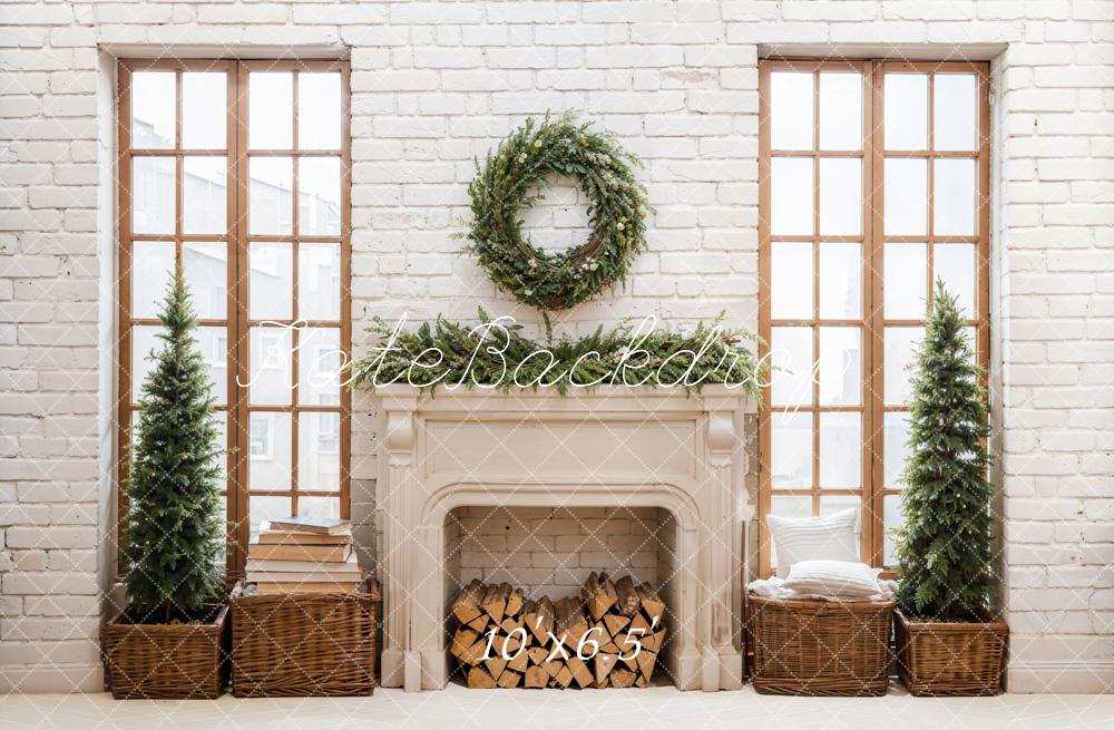 Kate Christmas Fireplace Brick Backdrop Designed by Emetselch
