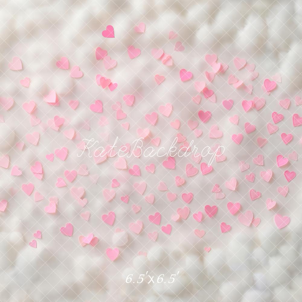 Kate Pink Hearts Soft Clouds Backdrop Designed by Chain - Kate Backdrop AU