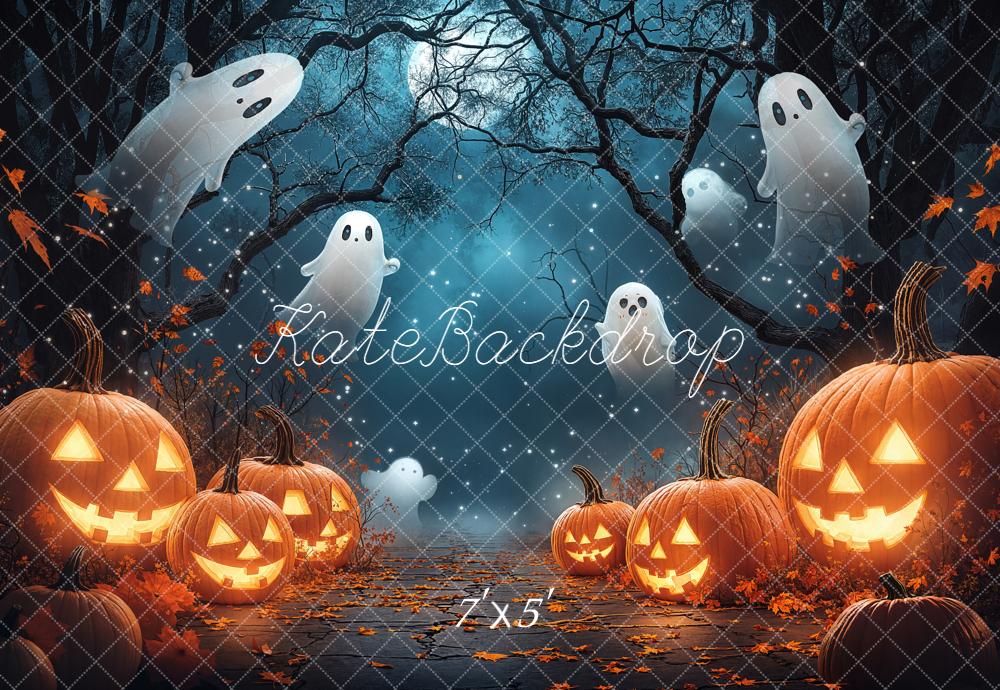 Kate Halloween Pumpkins Ghosts Backdrop Designed by Chain - Kate Backdrop AU