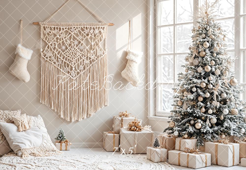 Kate Christmas Tree Boho Neutral Backdrop Designed by Emetselch
