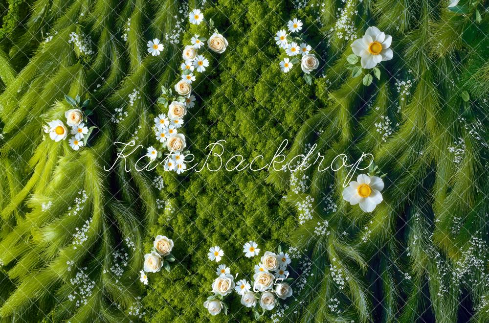 Kate Green Grass Daisy Backdrop Designed by Mini MakeBelieve