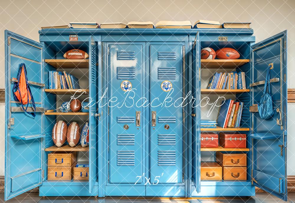 Kate Blue School Locker Books Sports Backdrop Designed by Emetselch - Kate Backdrop AU
