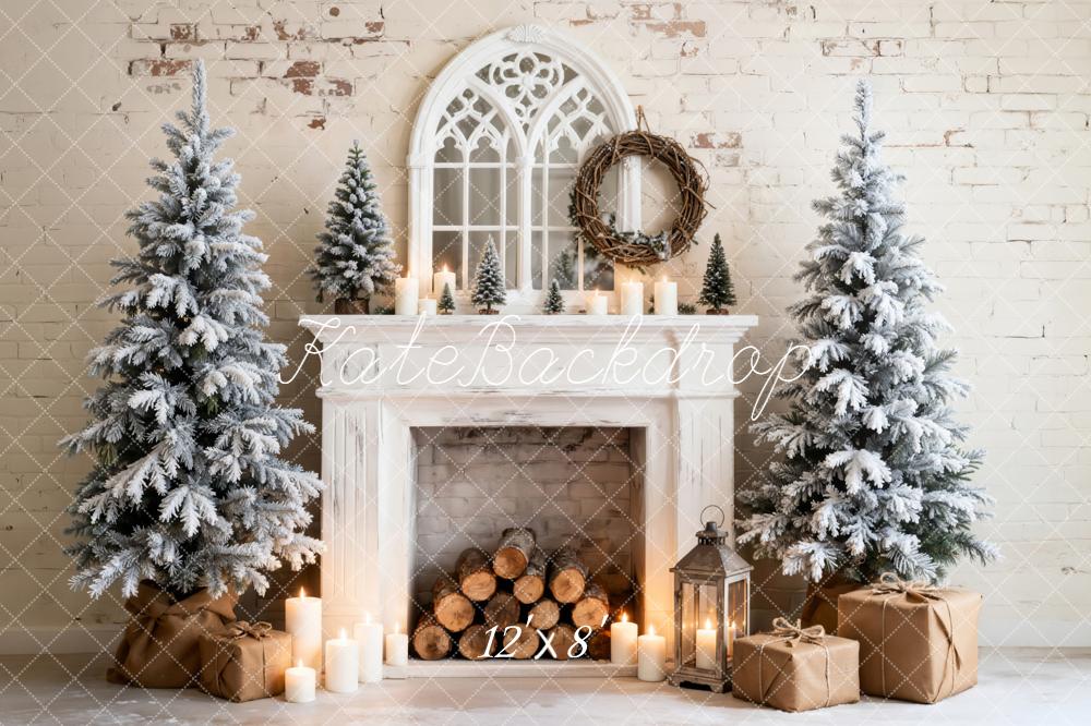 Kate Christmas Fireplace Fleece Backdrop Designed by Emetselch