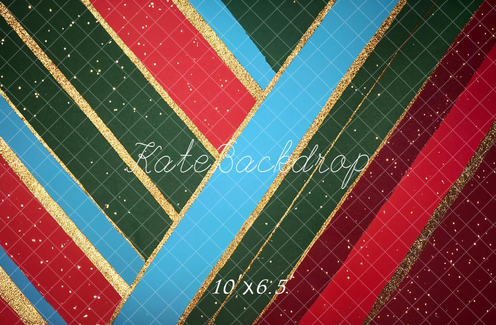 Kate Christmas Stripes Grid Backdrop Designed by Emetselch - Kate Backdrop AU