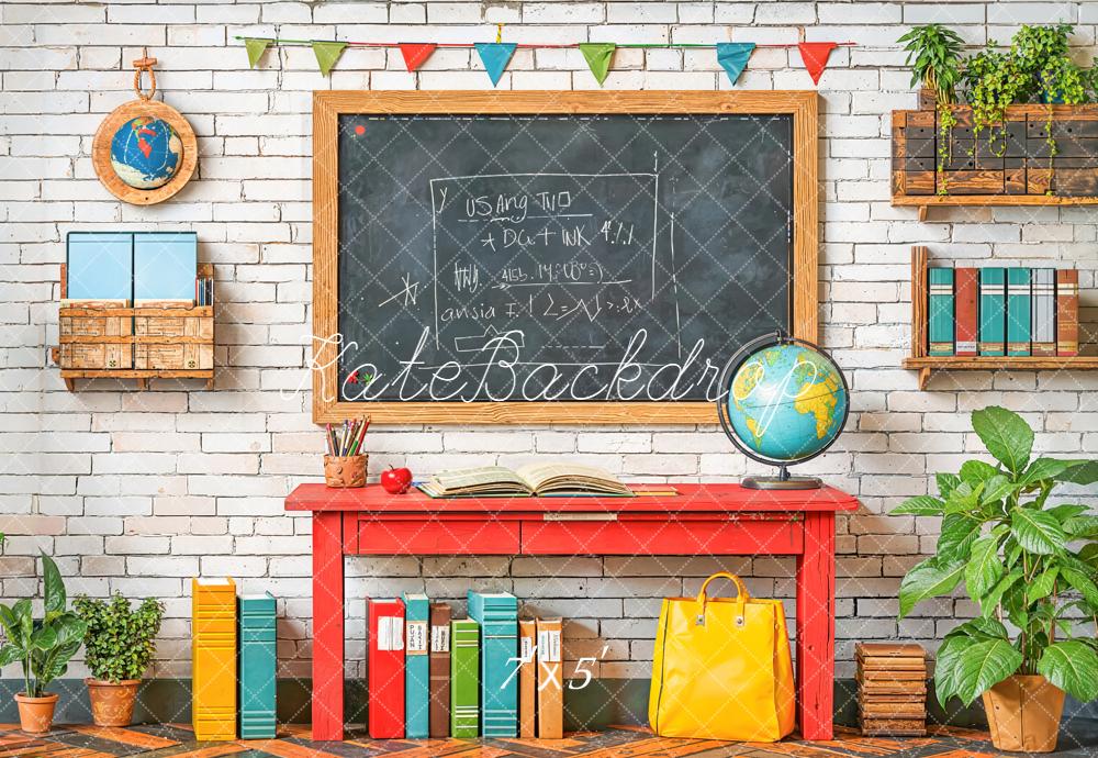 Kate Back To School Chalkboard Books Backdrop Designed by Emetselch - Kate Backdrop AU