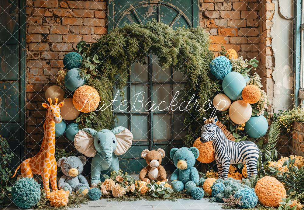 Kate Plush Animals Balloon Backdrop Cake Smash Designed by Emetselch - Kate Backdrop AU