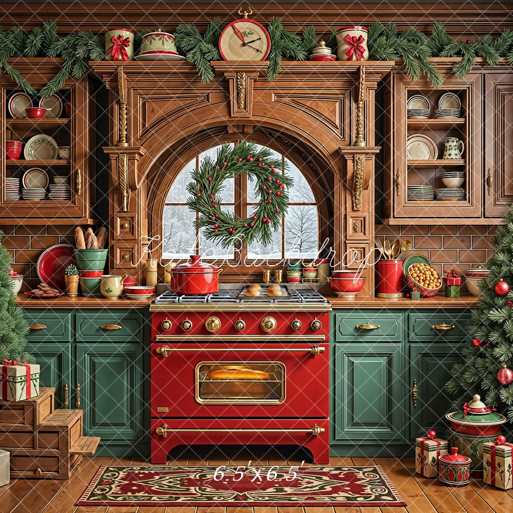 Kate Christmas Kitchen Trees Gifts Backdrop Designed by Emetselch
