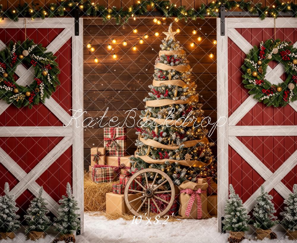 Kate Christmas Barn Doors Tree Wagon Wheel Backdrop Designed by Patty Roberts