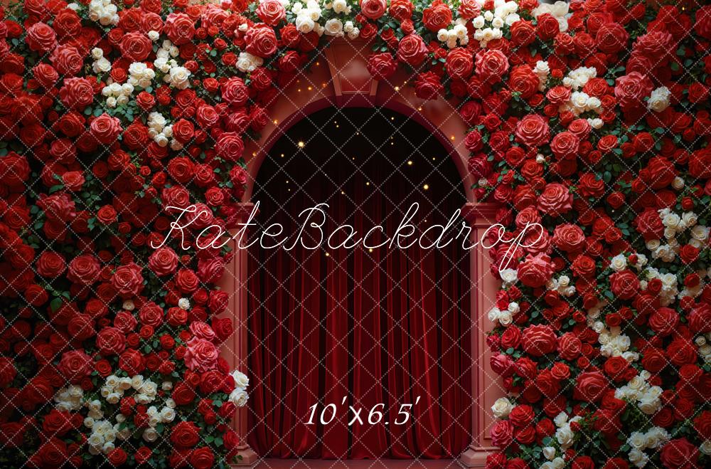 Kate Rose Arch Red Curtain Backdrop Designed by Mini MakeBelieve