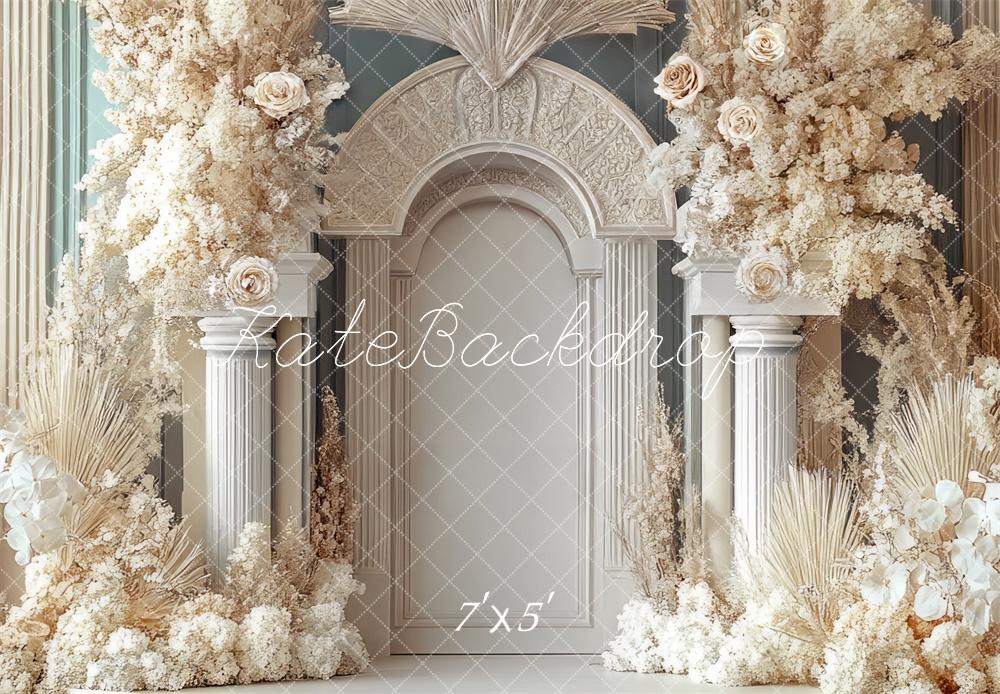 Kate Wedding Arch Floral Columns Beige Backdrop Designed by Mini MakeBelieve - Kate Backdrop AU