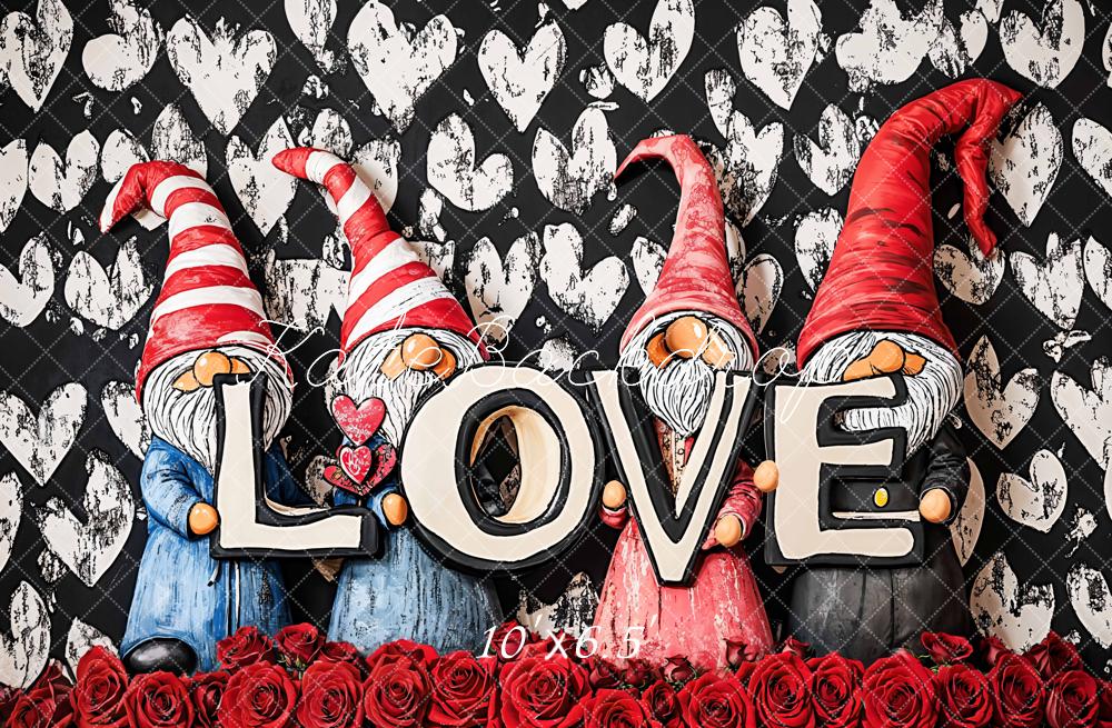 Kate Valentines Gnomes Love Hearts Backdrop Designed by Emetselch