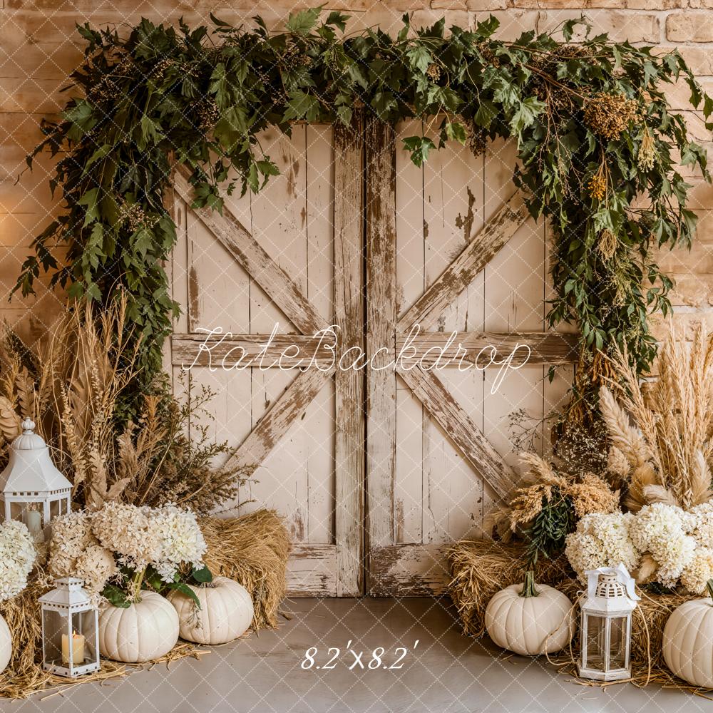 Kate Fall Barn Door Pumpkins Backdrop Designed by Emetselch