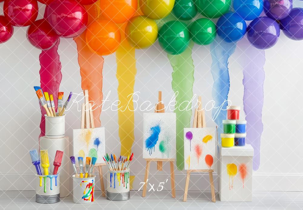 Kate Rainbow Balloons Paint Splash Art Backdrop Designed by Mini MakeBelieve - Kate Backdrop AU