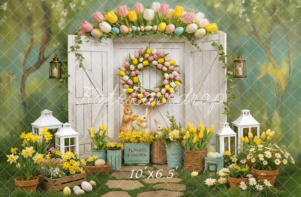 Kate Easter Bunny Tulips Backdrop Designed by Chain