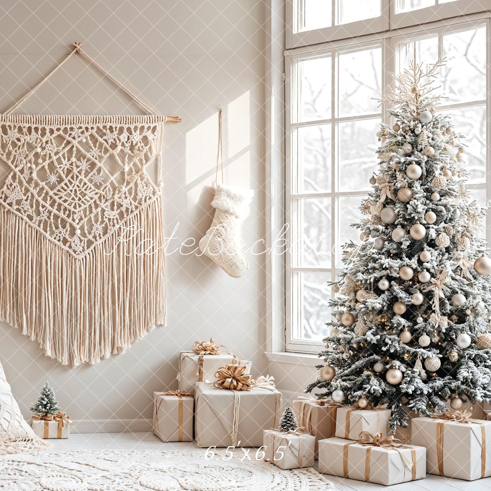 Kate Christmas Tree Boho Neutral Backdrop Designed by Emetselch