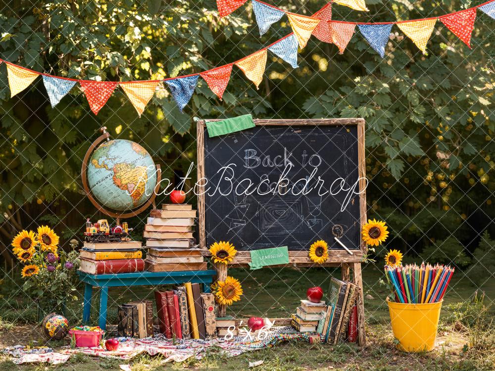 Kate Back To School Blackboard Backdrop Sunflower Designed by Emetselch - Kate Backdrop AU
