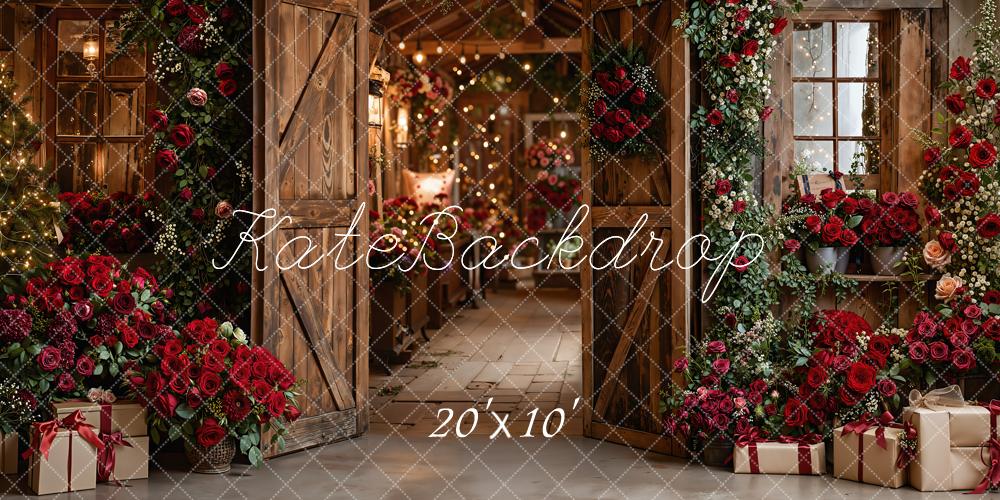 Kate Flower Wooden Barn Red Roses Backdrop Designed by Emetselch