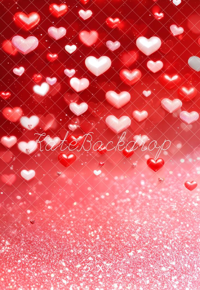 Kate Red Hearts Glitter Bokeh Backdrop Designed by Emetselch