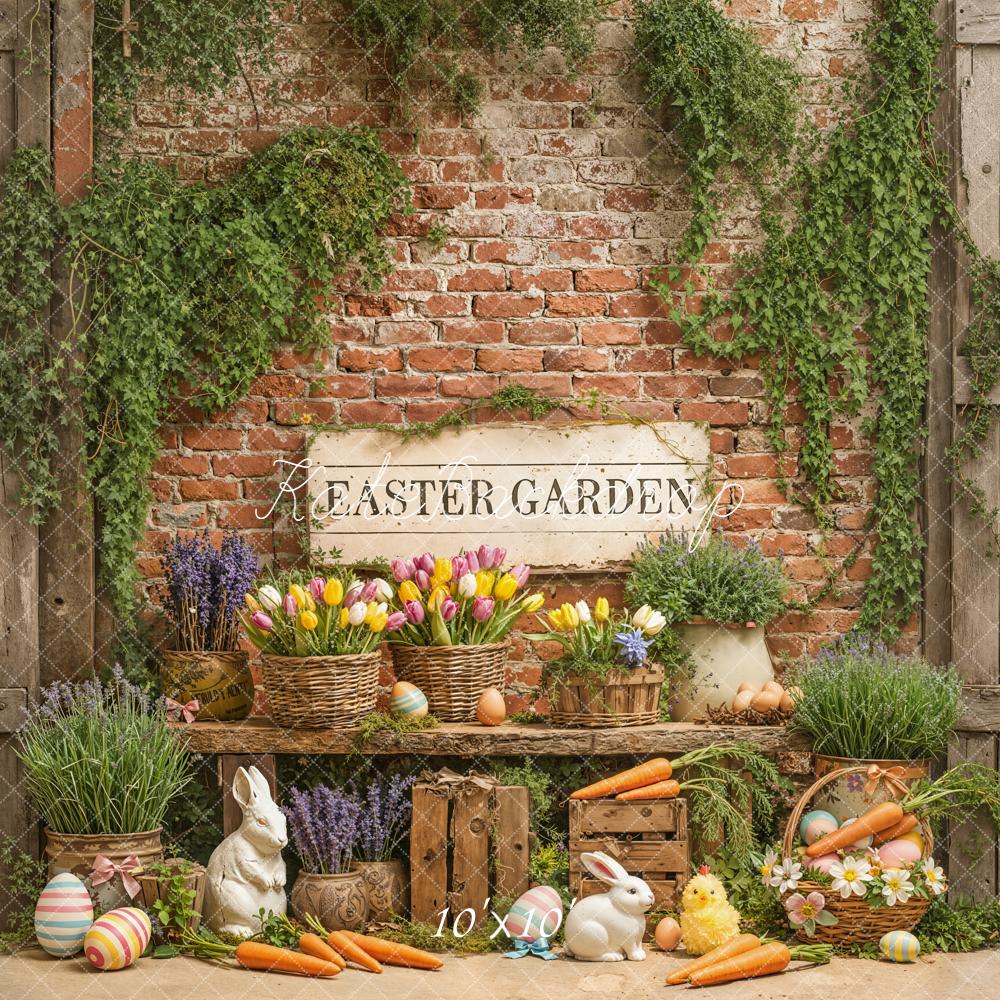 Kate Easter Garden Carrots Rabbits Backdrop Designed by Emetselch