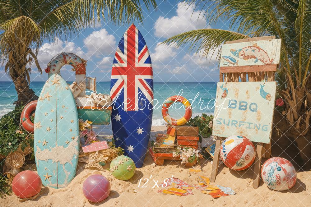 Kate Summer Surfboards BBQ Beach Backdrop Designed by Emetselch