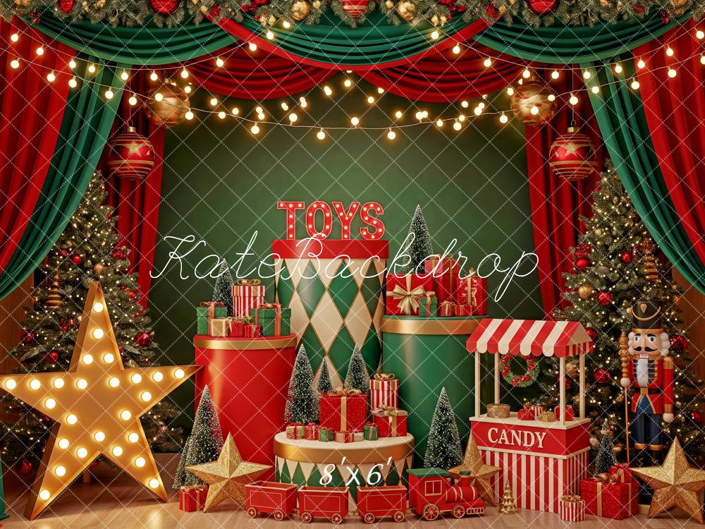 Kate Christmas Toys Candy Train Nutcracker Backdrop Designed by Patty Roberts